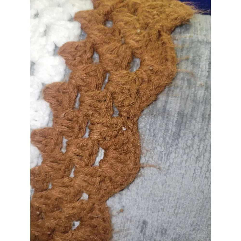 Vintage 70s Granny Square Afghan‎ 60x80 Brown Yellow White Crochet Blanket